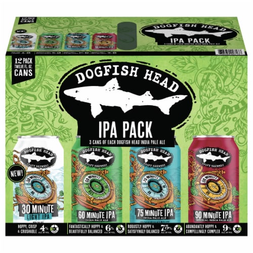 Dogfish Head IPA variety Pack Craft Beer Cans Perspective: front