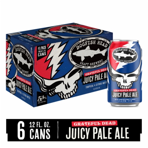 Dogfish Head Beer x Grateful Dead Juicy Pale Ale Perspective: front