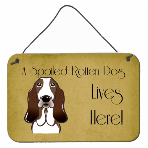 Basset Hound Spoiled Dog Lives Here Wall or Door Hanging Prints, 8HX12W ...