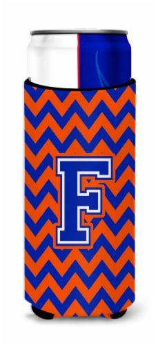 Carolines Treasures CJ1044-FMUK Letter F Chevron Orange and Blue Ultra Hugger f Perspective: front