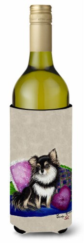 Carolines Treasures  MH1012LITERK Chihuahua on their couch Wine Bottle Hugger Perspective: front