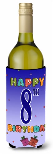 Carolines Treasures  CJ1099LITERK Happy 8th Birthday Wine Bottle Hugger Perspective: front