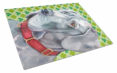 Great Dane St. Patrick's Day Shamrock Glass Cutting Board Large Perspective: front