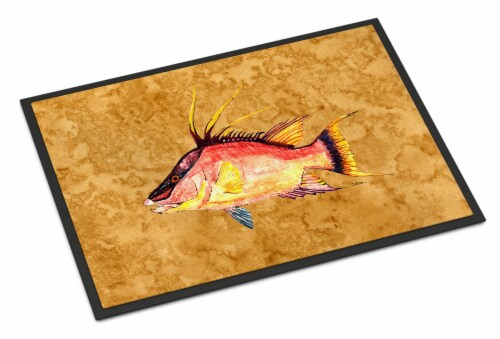 Carolines Treasures 8751JMAT Hog Snapper on Gold Doormat 24x36 Perspective: front