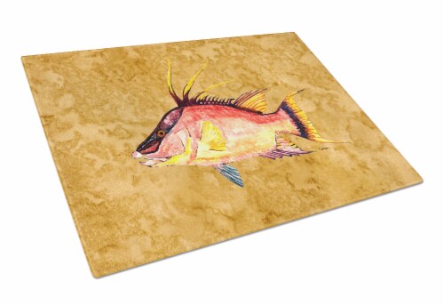 Carolines Treasures 8751LCB Hog Snapper on Gold Glass Cutting Board Large Perspective: front
