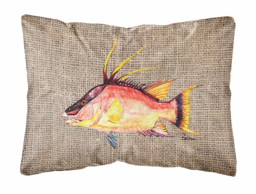 Carolines Treasures  8753PW1216 Hog Snapper on Faux Burlap Canvas Fabric Decorat Perspective: front