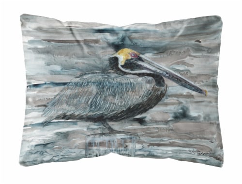 Carolines Treasures  8946PW1216 Pelican in Grey Canvas Fabric Decorative Pillow Perspective: front