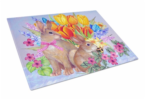 Carolines Treasures PJC1067LCB New Beginnings II Easter Rabbit Glass Cutting Bo Perspective: front