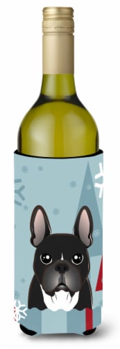 Carolines Treasures  BB1723LITERK Winter Holiday French Bulldog Wine Bottle Hugg Perspective: front