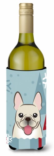 Carolines Treasures  BB1734LITERK Winter Holiday French Bulldog Wine Bottle Hugg Perspective: front