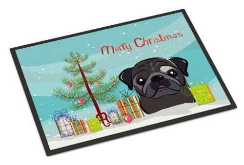 Carolines Treasures BB1635JMAT Christmas Tree and Black Pug