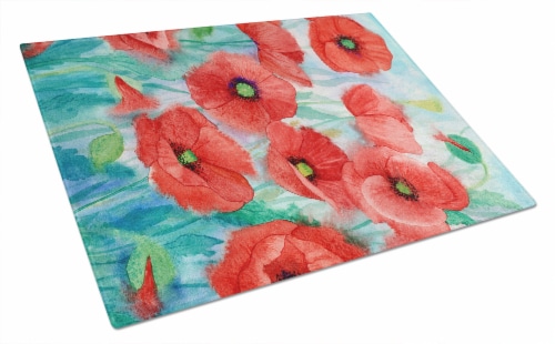 Carolines Treasures  IBD0258LCB Poppies Glass Cutting Board Large Perspective: front