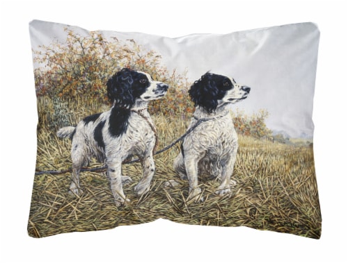Two Springer Spaniels by Michael Herring Canvas Fabric Decorative Pillow Perspective: front
