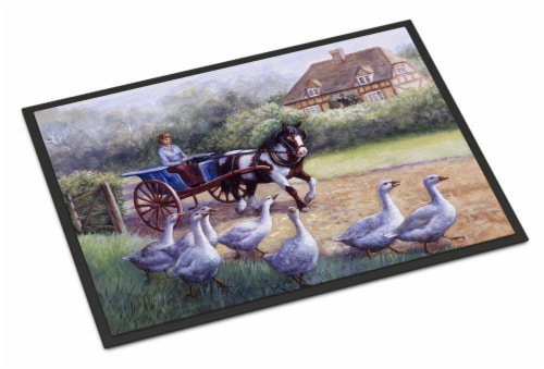 Carolines Treasures  BDBA0351MAT Geese Crossing before the Horse Indoor or Outdo Perspective: front