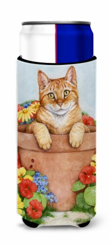 Carolines Treasures  CDCO0395MUK Ginger Cat In Pot by Debbie Cook Ultra Hugger f Perspective: front