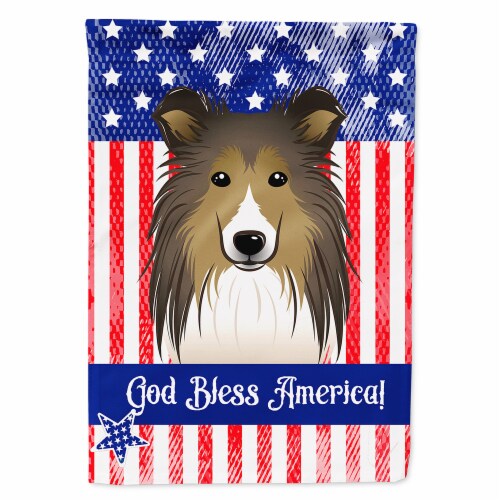 Carolines Treasures BB2172CHF American Flag and Sheltie Flag Canvas