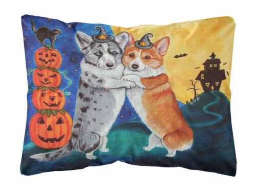 Carolines Treasures  7413PW1216 Corgi Halloween Scare Canvas Fabric Decorative P Perspective: front