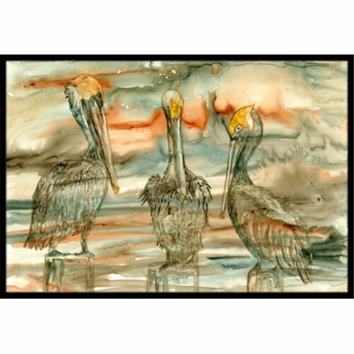 Carolines Treasures 8980JMAT Pelicans on their perch Abstract Doormat 24x36 Perspective: front