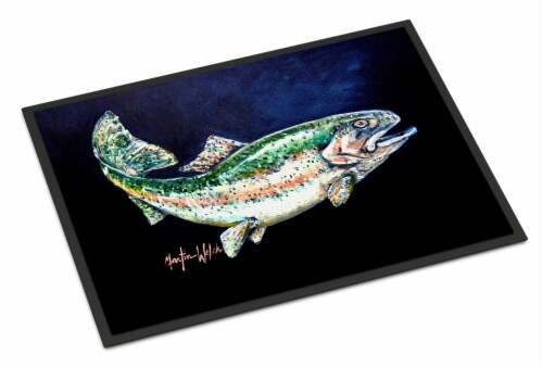 Carolines Treasures MW1213MAT Deep Blue Rainbow Trout Doormat 18x27 Perspective: front