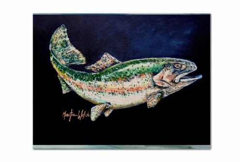 Carolines Treasures  MW1213PLMT Deep Blue Rainbow Trout Fabric Placemat Perspective: front