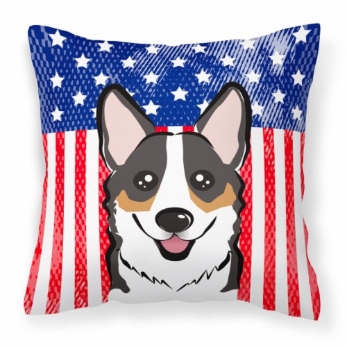 Carolines Treasures  BB2185PW1414 American Flag and Tricolor Corgi Fabric Decora Perspective: front