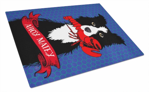 Carolines Treasures  VHA3011LCB Ahoy Matey Nautical Border Collie Glass Cutting Perspective: front