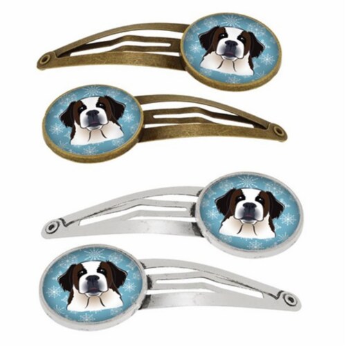 Carolines Treasures BB1680HCS4 Snowflake Saint Bernard Barrettes Hair Clips, Set of 4 Perspective: front