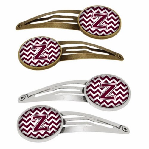 Carolines Treasures CJ1051-ZHCS4 Letter Z Chevron Maroon & White Barrettes Hair Clips, 0.75 x Perspective: front