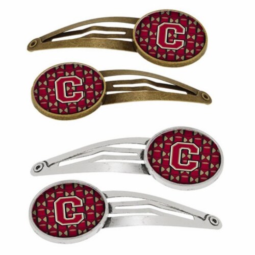 Carolines Treasures CJ1078-CHCS4 Letter C Football Garnet & Gold Barrettes Hair Clips, Set of Perspective: front