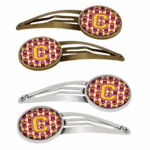 Carolines Treasures CJ1081-CHCS4 Letter C Football Maroon & Gold Barrettes Hair Clips, Set of Perspective: front