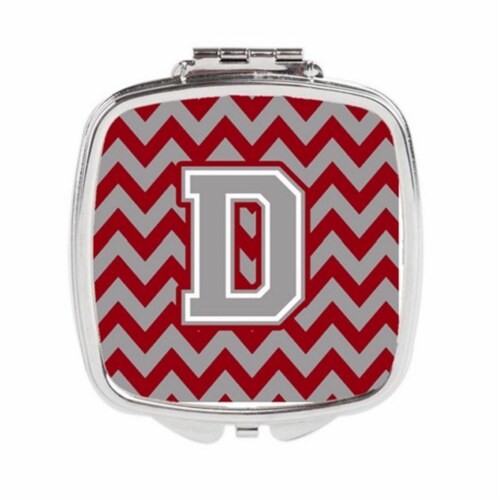 Carolines Treasures CJ1043-DSCM Letter D Chevron Crimson & Grey Compact Mirror Perspective: front
