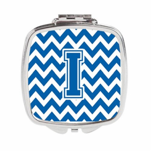Carolines Treasures CJ1056-ISCM Letter I Chevron Blue & White Compact Mirror Perspective: front