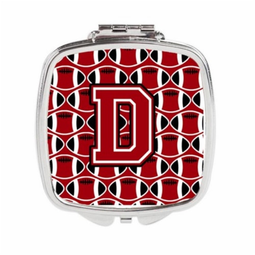 Carolines Treasures CJ1073-DSCM Letter D Football Red, Black & White Compact Mirror Perspective: front