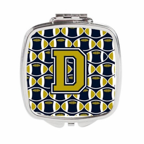 Carolines Treasures CJ1074-DSCM Letter D Football Blue & Gold Compact Mirror, 3 x 0.3 x 2.75 Perspective: front