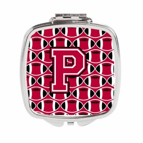 Carolines Treasures CJ1079-PSCM Letter P Football Crimson & White Compact Mirror Perspective: front