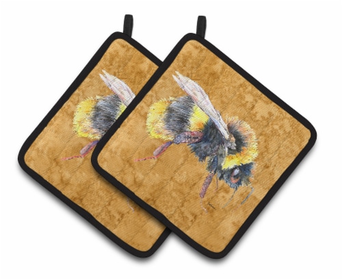 Carolines Treasures 8850PTHD Bee on Gold Pair of Pot Holders Perspective: front