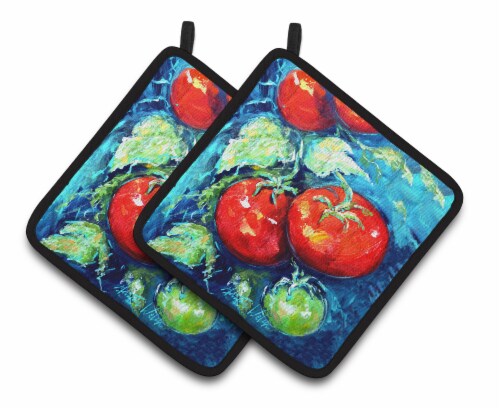 Carolines Treasures MW1148PTHD Vegetables - Tomatoes on the vine Pair of Pot Ho Perspective: front