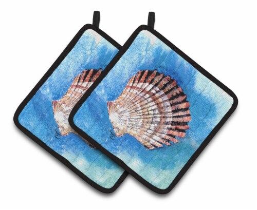 Carolines Treasures 8008PTHD Scallop Sea Shell Pair of Pot Holders Perspective: front