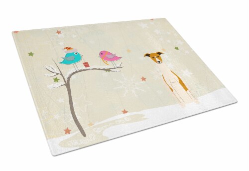 Christmas Presents between Friends Whippet Glass Cutting Board