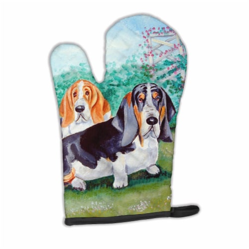Carolines Treasures  7061OVMT Basset Hound Double Trouble Oven Mitt Perspective: front