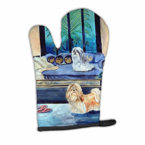 Carolines Treasures  7082OVMT Shih Tzu Double Trouble Oven Mitt Perspective: front