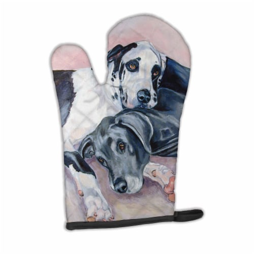 Carolines Treasures  7164OVMT Black and Harlequin Great Dane Oven Mitt Perspective: front