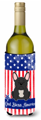 Carolines Treasures  BB3009LITERK Patriotic USA French Bulldog Black Wine Bottle Perspective: front