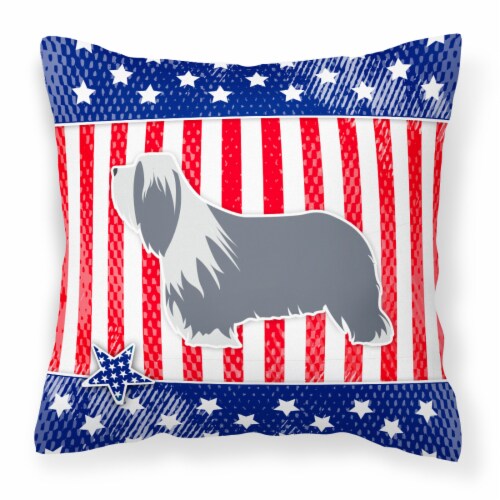 Carolines Treasures  BB3317PW1818 USA Patriotic Bearded Collie Fabric Decorative Perspective: front