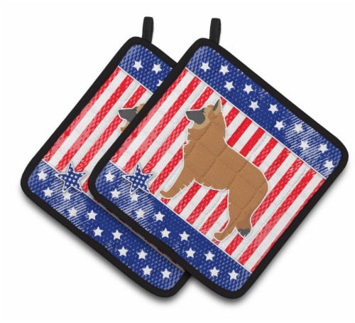 Carolines Treasures BB3361PTHD USA Patriotic Belgian Shepherd Pair of Pot Holde Perspective: front
