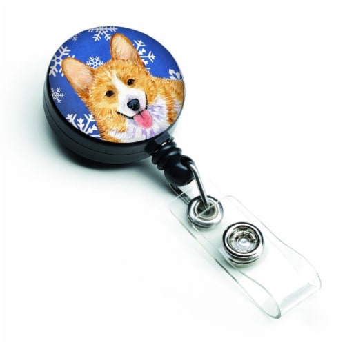 Corgi Winter Snowflakes Retractable Badge Reel SS4624BR 1 Fred Meyer