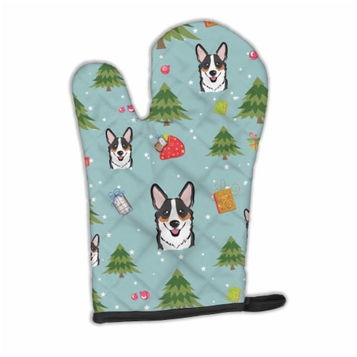 Carolines Treasures  BB5044OVMT Christmas Tricolor Corgi Oven Mitt Perspective: front