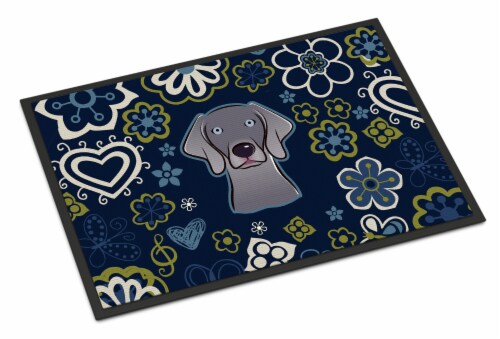 Carolines Treasures BB5082MAT Blue Flowers Weimaraner Doormat 18x27 18Hx27W QFC