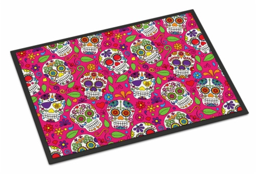 Carolines Treasures BB5115JMAT Day of the Dead Pink Doormat 24x36 Perspective: front