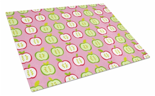 Carolines Treasures BB5141LCB Apples on Pink Glass Cutting Board Large Perspective: front